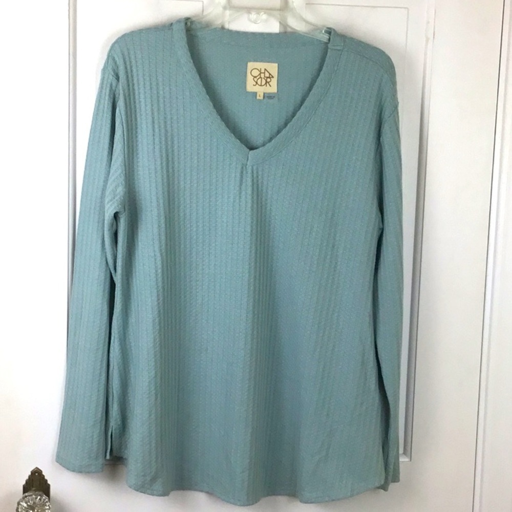 Chaser Womens Waffle Knit Thermal Long Sleeve Top Size L